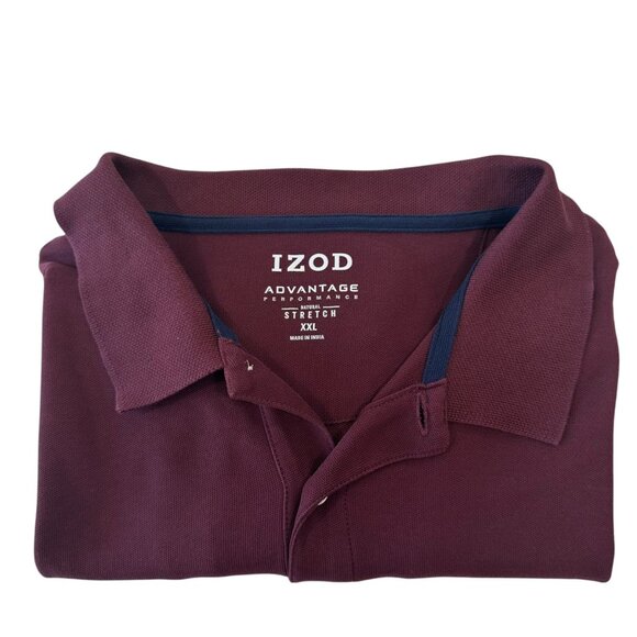Izod Advantage Performance Polo Shirt SZ XXL Burgundy Cotton Blend Stretch - Picture 7 of 10